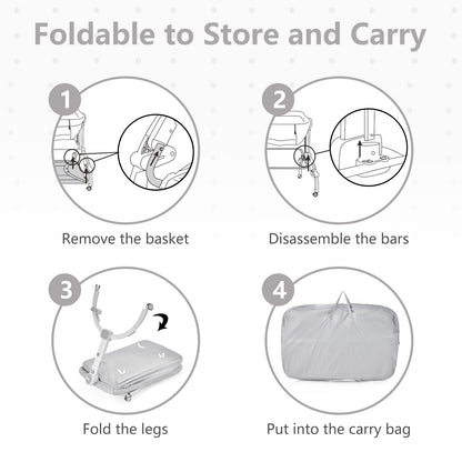 Berceau bébé 3 en 1 : lit d'appoint, berceau à bascule, pliable et portable, cododo sécurisé avec panier de rangement
