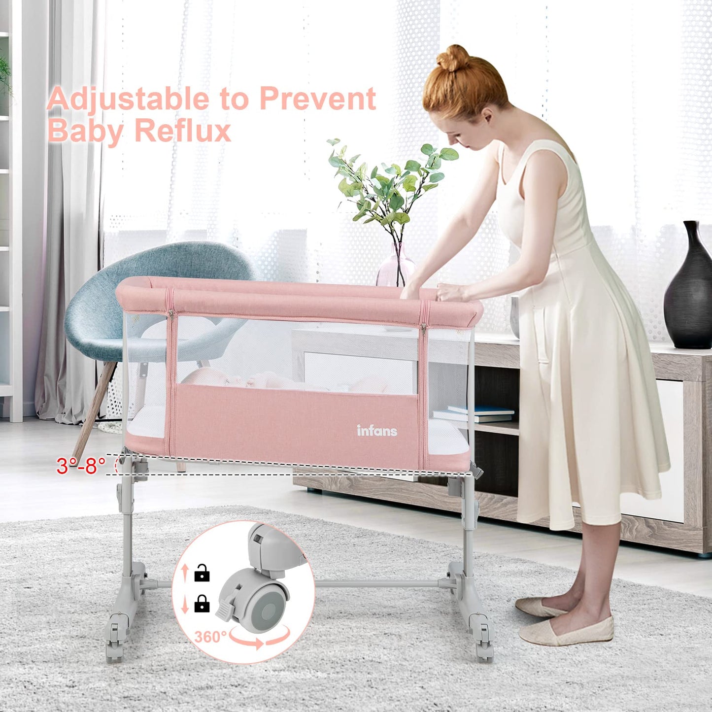 Berceau bébé 3-en-1, lit d'appoint pour nouveau-né, berceau pliable avec matelas, montage facile