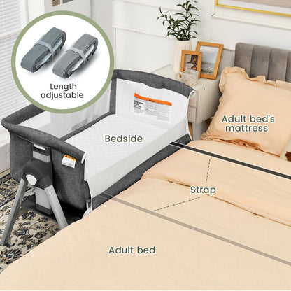 Berceau cododo pour bébé, grand panier de rangement, hauteurs et inclinaison réglables, lit d’appoint mobile facile