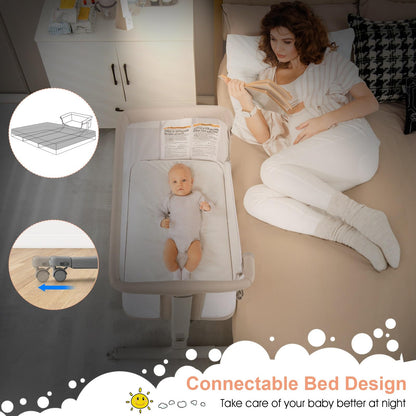 Berceau bébé 3-en-1, lit d'appoint pour nouveau-né, berceau pliable avec matelas, montage facile