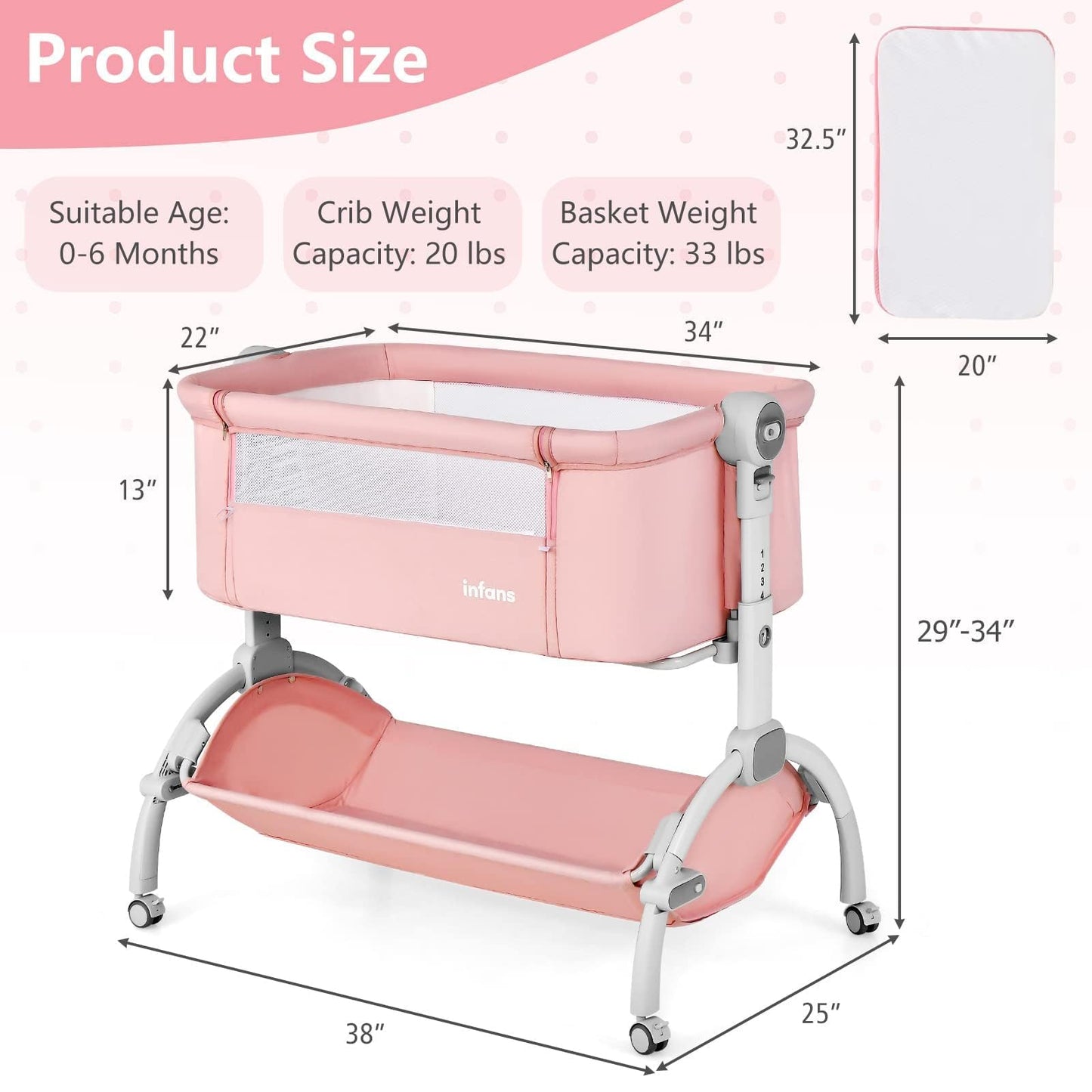 Berceau bébé 3 en 1 : lit d'appoint, berceau à bascule, pliable et portable, cododo sécurisé avec panier de rangement
