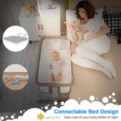 Berceau bébé 3-en-1, lit d'appoint pour nouveau-né, berceau pliable avec matelas, montage facile