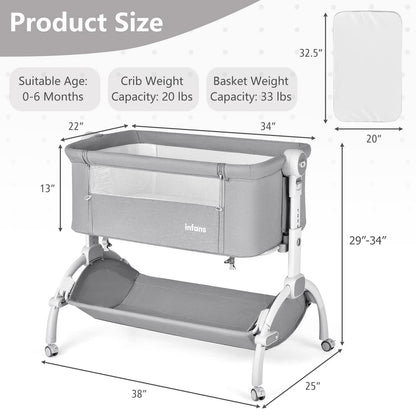 Berceau bébé 3 en 1 : lit d'appoint, berceau à bascule, pliable et portable, cododo sécurisé avec panier de rangement