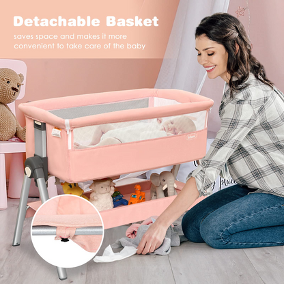 Berceau cododo pour bébé, grand panier de rangement, hauteurs et inclinaison réglables, lit d’appoint mobile facile