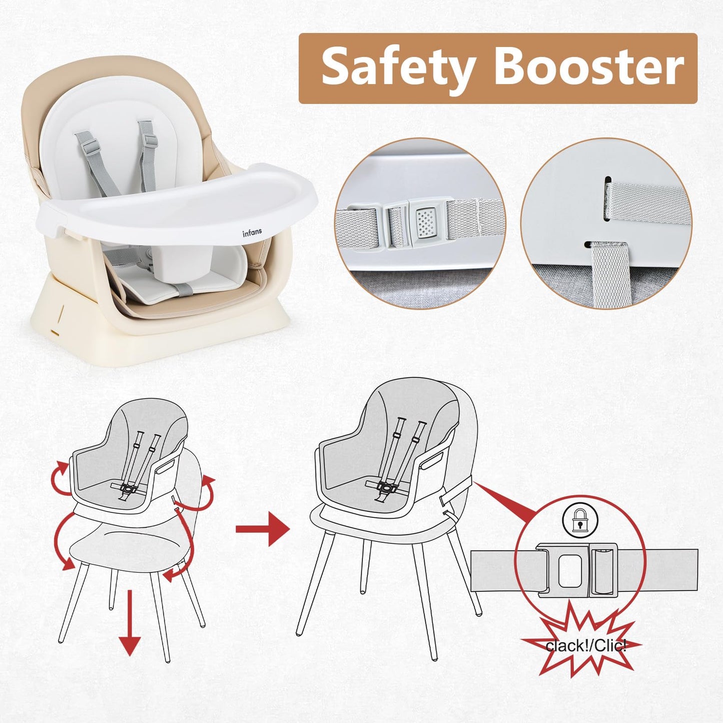 Chaise haute 8 en 1, chaise convertible pour bébé et tout-petit, rehausseur de repas, ensemble tabouret/table/chaise pour enfant