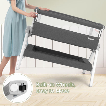 Berceau cododo pour bébé, grand panier de rangement, hauteurs et inclinaison réglables, lit d’appoint mobile facile