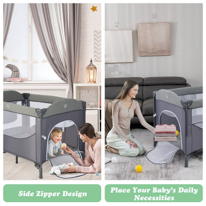 Parc pliable 5-en-1 pour bébé, lit de chevet avec berceau, table à langer, berceau pliable, aire de jeux portable