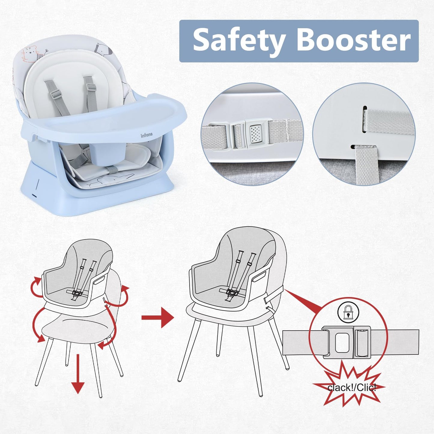 Chaise haute 8 en 1, chaise convertible pour bébé et tout-petit, rehausseur de repas, ensemble tabouret/table/chaise pour enfant