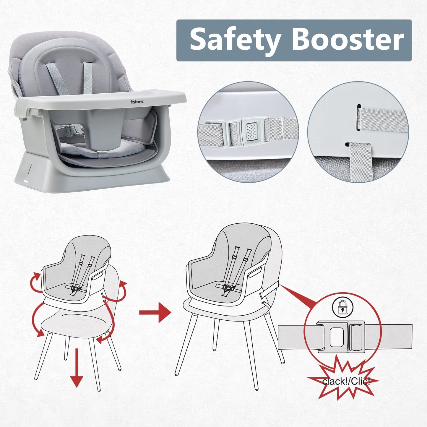 Chaise haute 8 en 1, chaise convertible pour bébé et tout-petit, rehausseur de repas, ensemble tabouret/table/chaise pour enfant