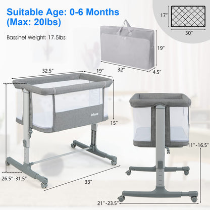 Berceau bébé 3-en-1, lit d'appoint pour nouveau-né, berceau pliable avec matelas, montage facile