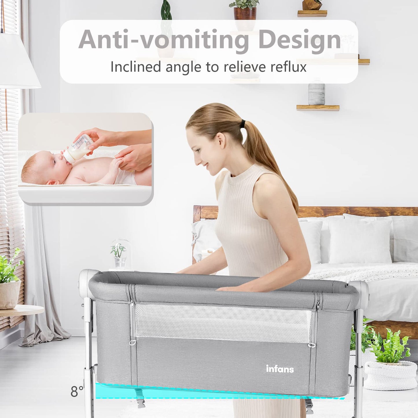 Berceau bébé 3 en 1 : lit d'appoint, berceau à bascule, pliable et portable, cododo sécurisé avec panier de rangement