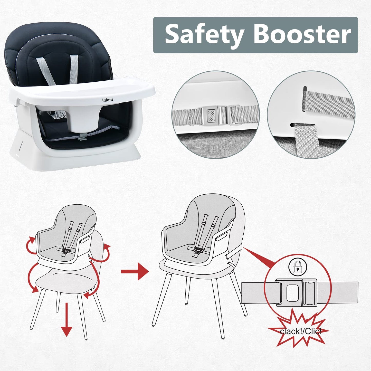 Chaise haute 8 en 1, chaise convertible pour bébé et tout-petit, rehausseur de repas, ensemble tabouret/table/chaise pour enfant