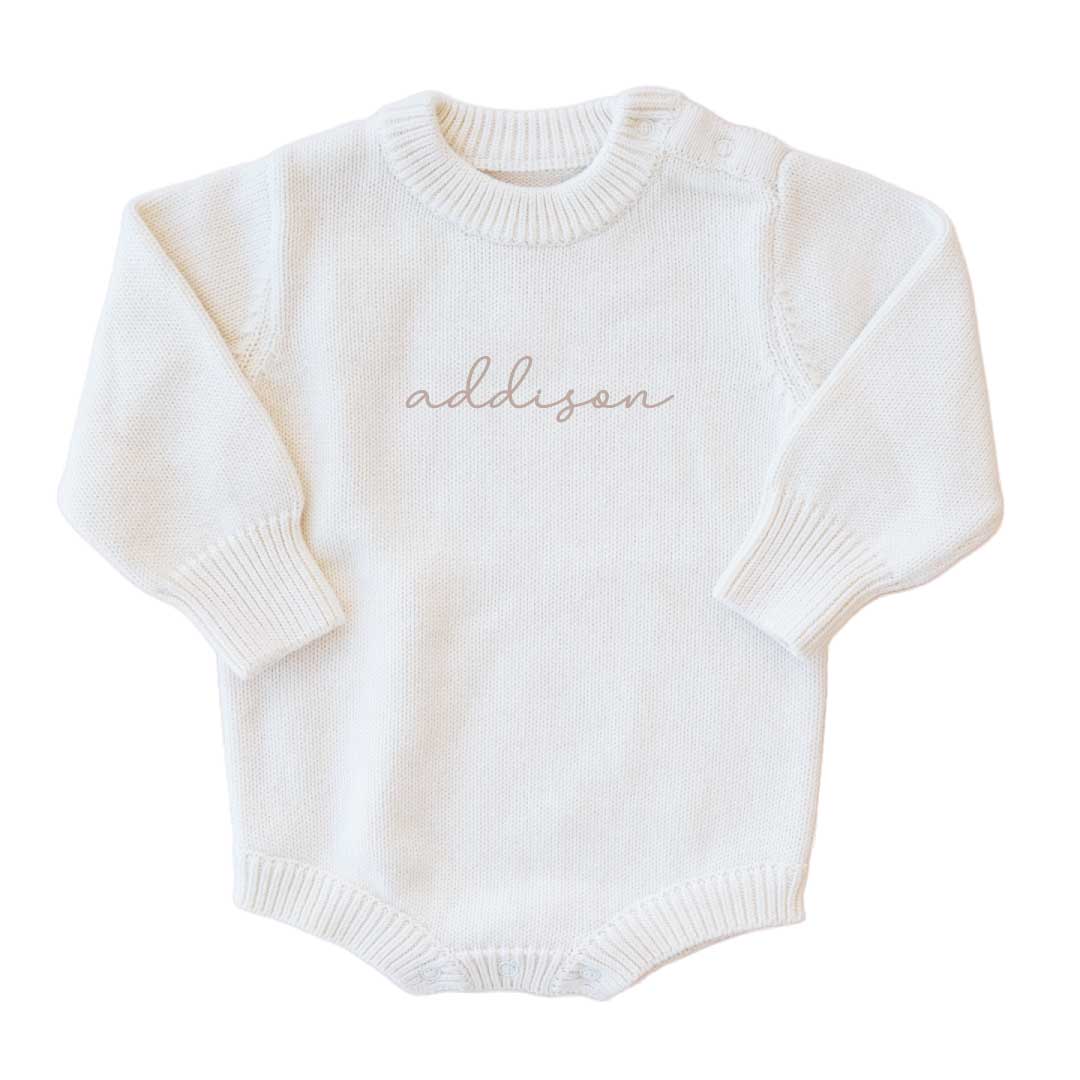 Barboteuse Pull en Maille Personnalisée pour Bébé | Couleur Unie