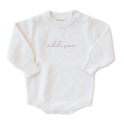 Barboteuse Pull en Maille Personnalisée pour Bébé | Couleur Unie