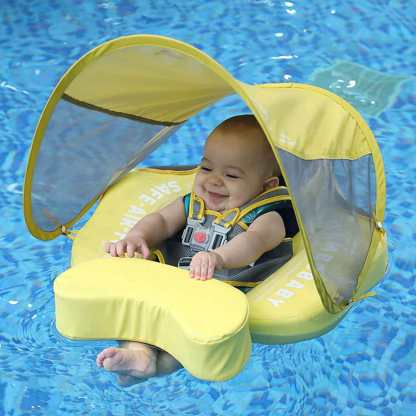 Flotteur Mambobaby pour nouveau-nés/tout-petits – Flotteur de natation avec canopée - Canard jaune