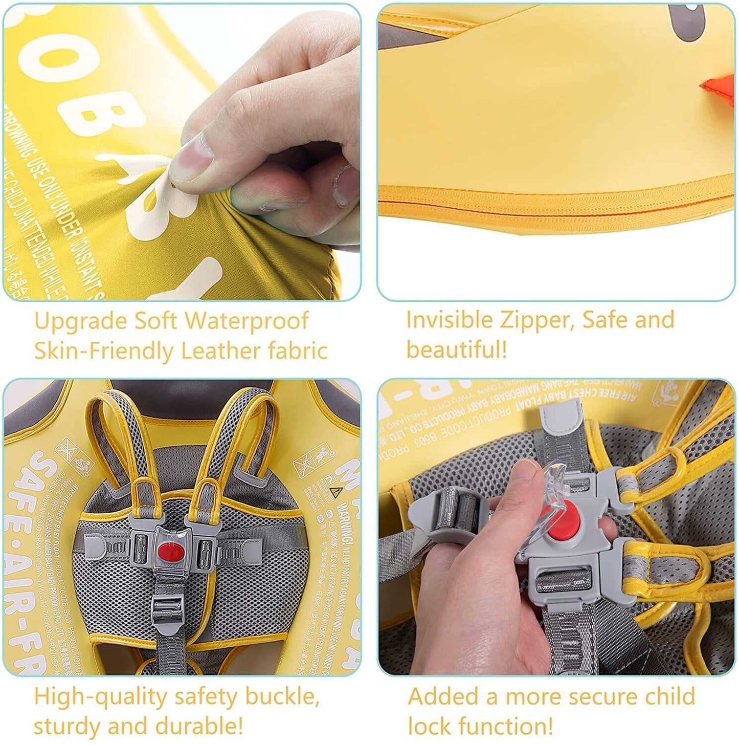 Flotteur Mambobaby pour nouveau-nés/tout-petits – Flotteur de natation avec canopée - Canard jaune