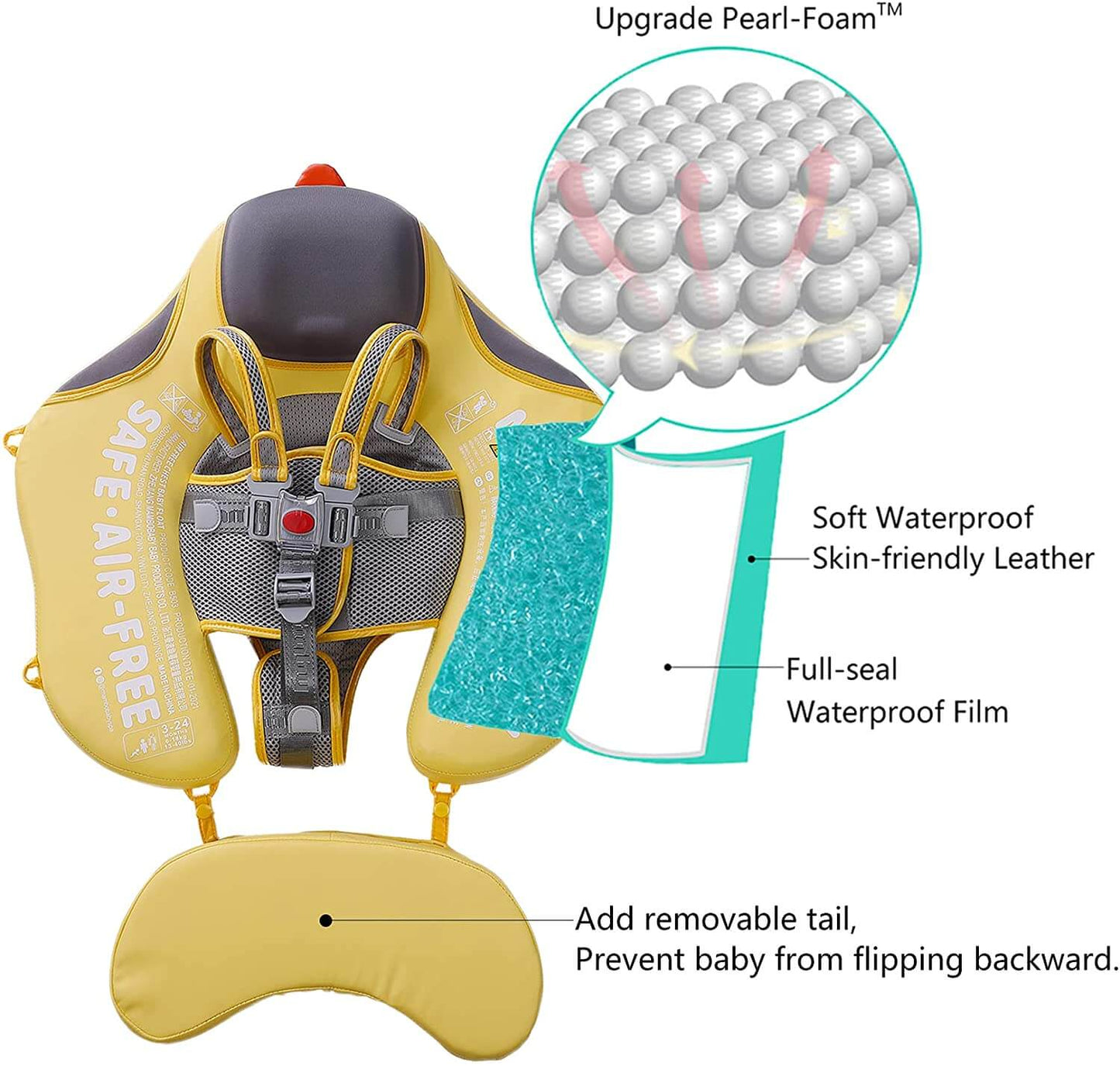 Flotteur Mambobaby pour nouveau-nés/tout-petits – Flotteur de natation avec canopée - Canard jaune