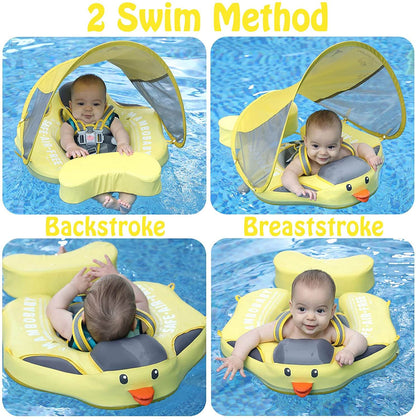 Flotteur Mambobaby pour nouveau-nés/tout-petits – Flotteur de natation avec canopée - Canard jaune