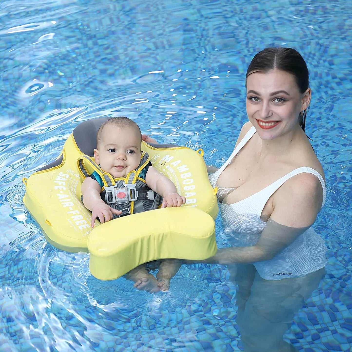 Flotteur Mambobaby pour nouveau-nés/tout-petits – Flotteur de natation avec canopée - Canard jaune