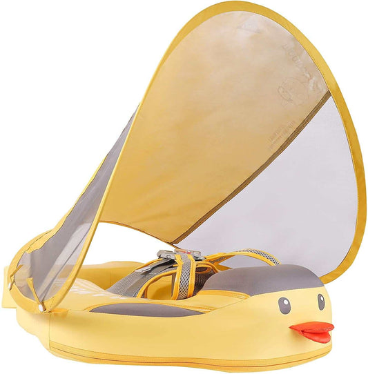 Flotteur Mambobaby pour nouveau-nés/tout-petits – Flotteur de natation avec canopée - Canard jaune