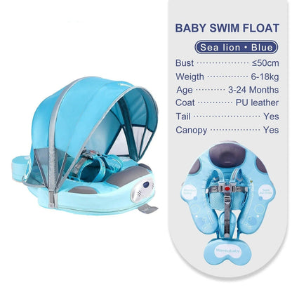 MamboBaby™ Bébé Flotteur de Piscine avec Parasol Solaire Âge 3-24 Mois