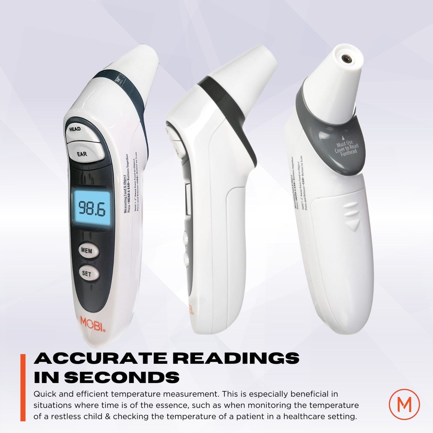 Thermomètre numérique frontal et auriculaire Mobi DualScan Prime