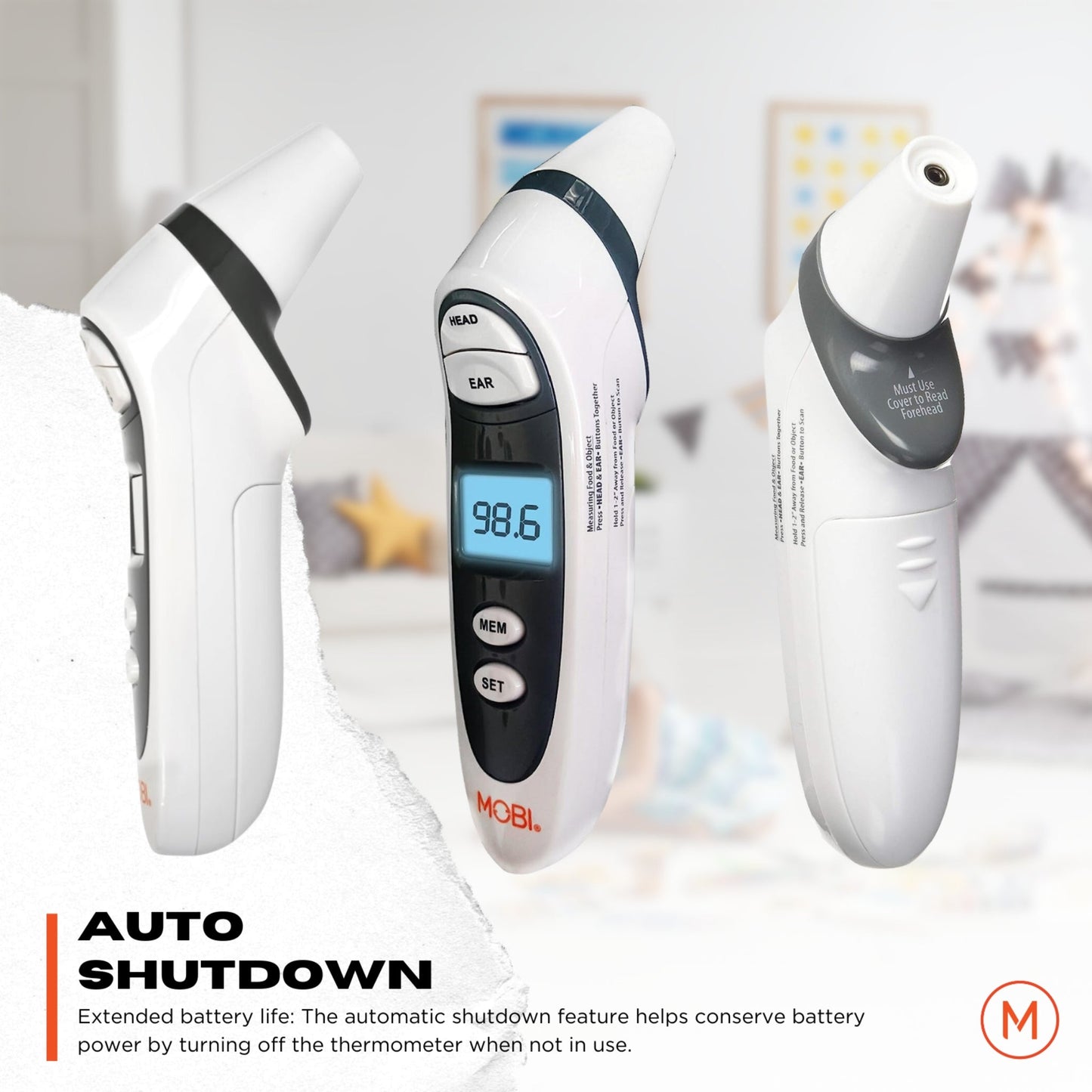 Thermomètre numérique frontal et auriculaire Mobi DualScan Prime