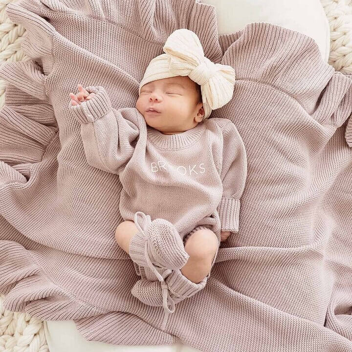 Barboteuse Pull en Maille Personnalisée pour Bébé | Couleur Unie