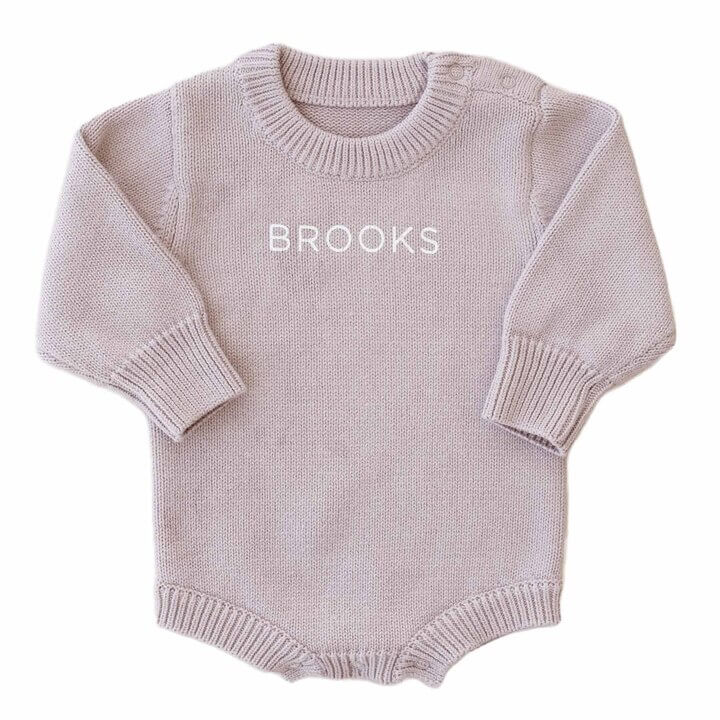 Barboteuse Pull en Maille Personnalisée pour Bébé | Couleur Unie