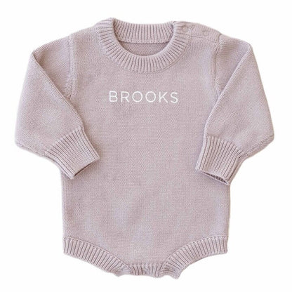 Barboteuse Pull en Maille Personnalisée pour Bébé | Couleur Unie