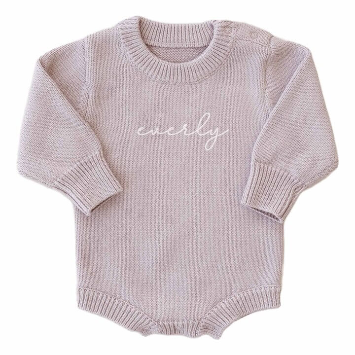 Barboteuse Pull en Maille Personnalisée pour Bébé | Couleur Unie