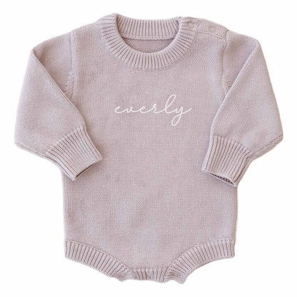 Barboteuse Pull en Maille Personnalisée pour Bébé | Couleur Unie