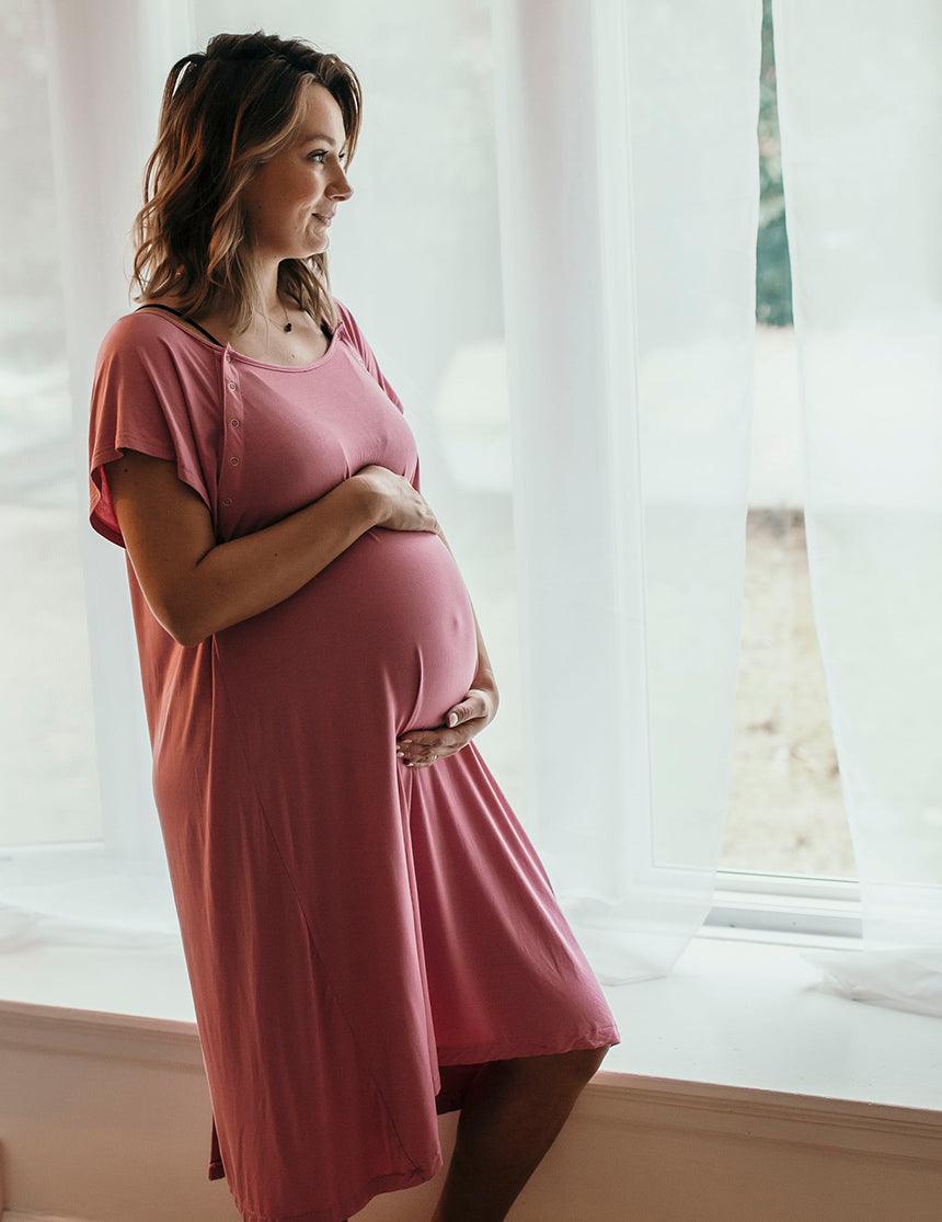 Robe de maternité pour travail et accouchement - Rose poudré