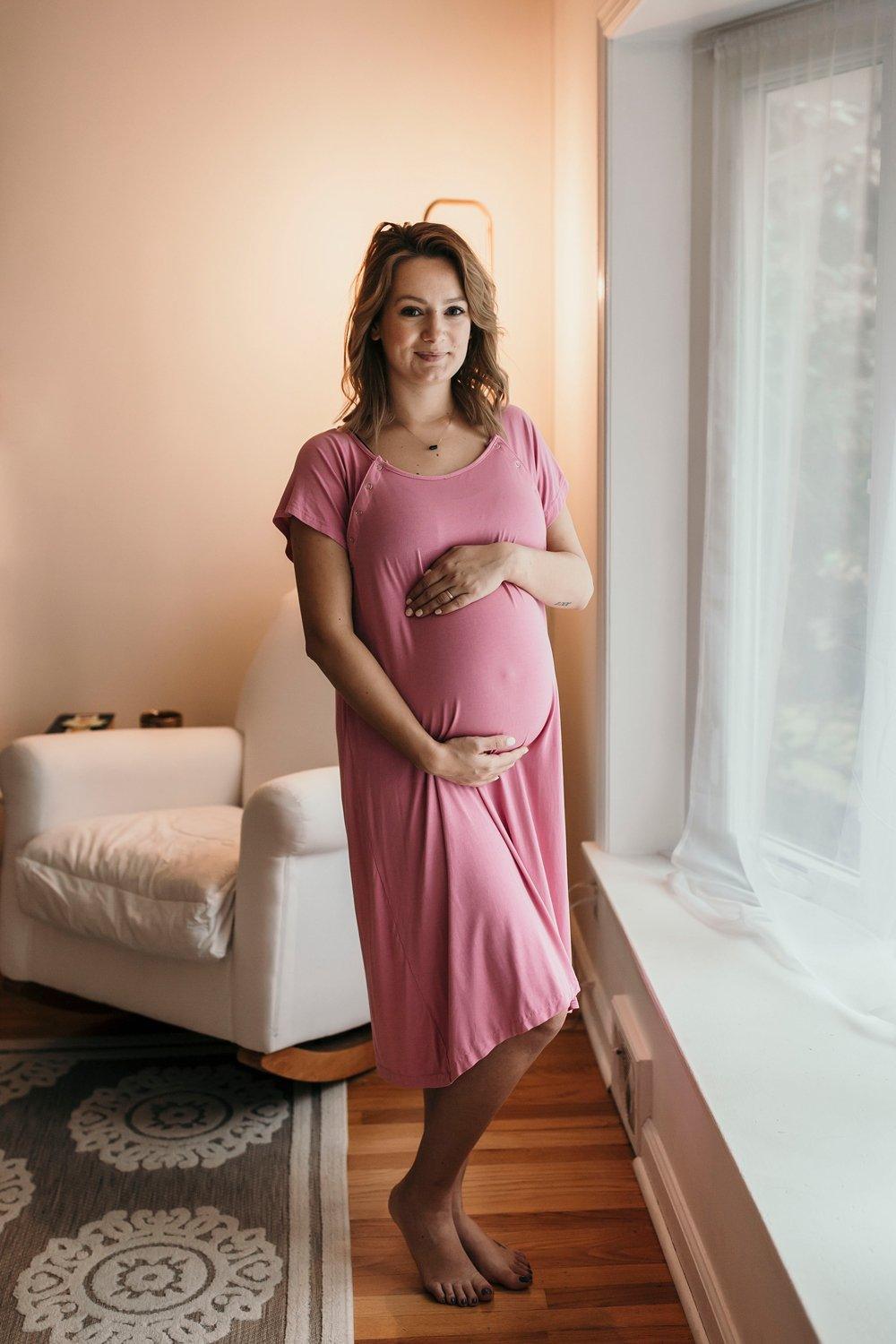 Robe de maternité pour travail et accouchement - Rose poudré