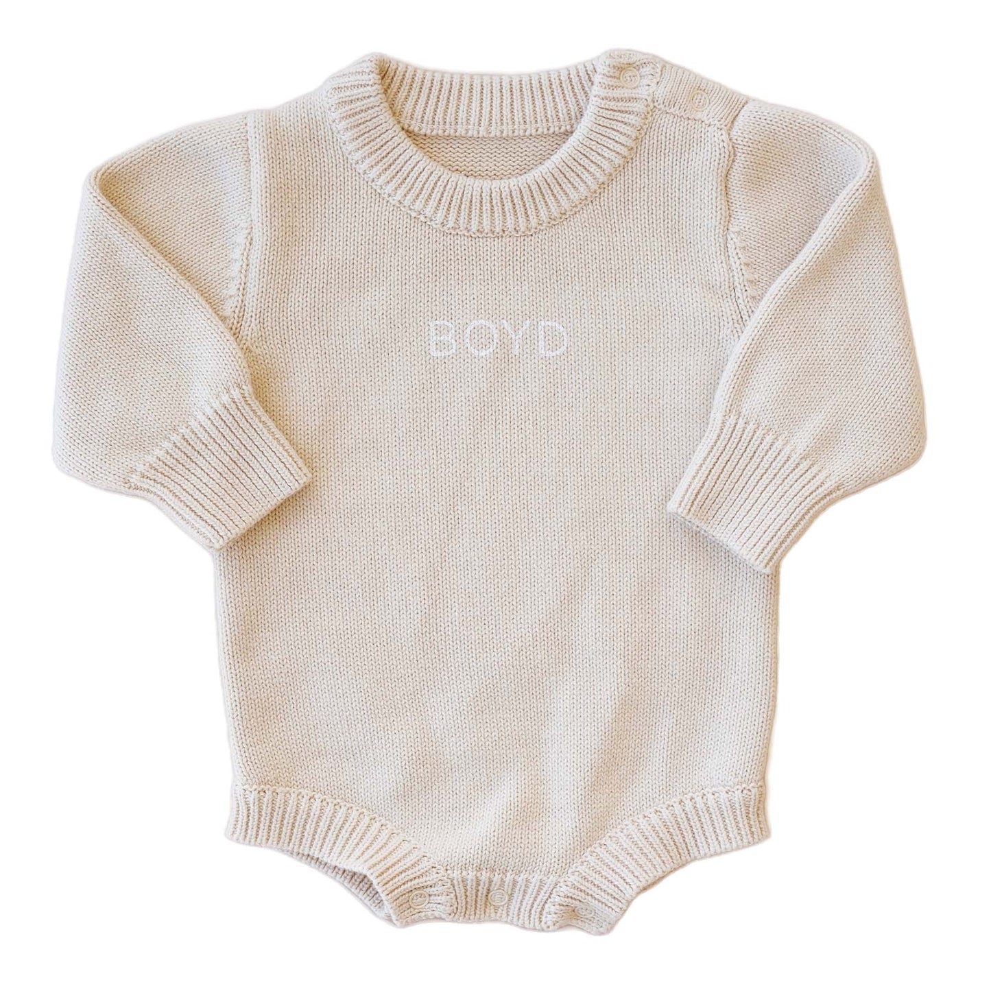 Barboteuse Pull en Maille Personnalisée pour Bébé | Couleur Unie