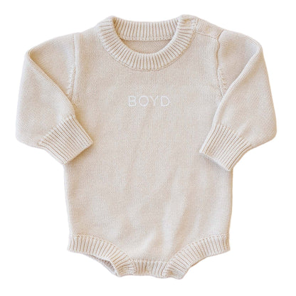 Barboteuse Pull en Maille Personnalisée pour Bébé | Couleur Unie