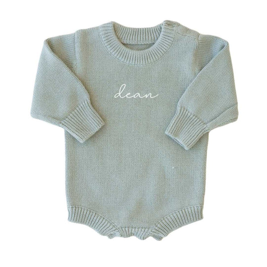Barboteuse Pull en Maille Personnalisée pour Bébé | Couleur Unie