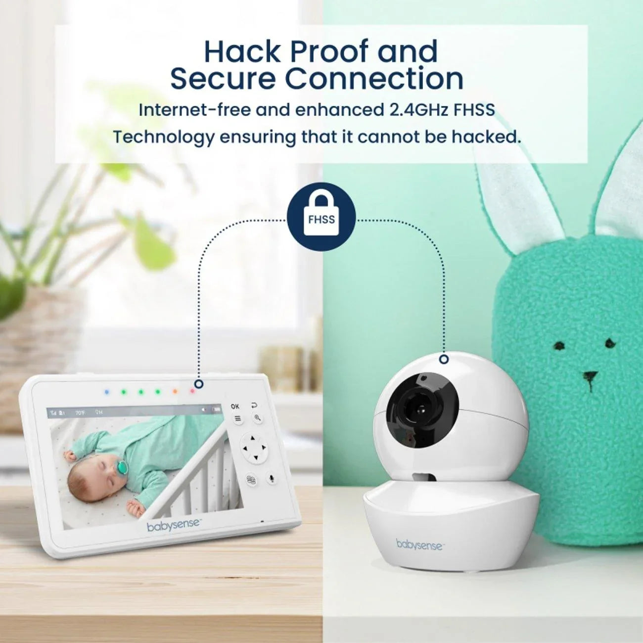 Moniteur vidéo pour bébé V43 - 2 caméras, sans Wi-Fi, écran partagé, veilleuse intégrée