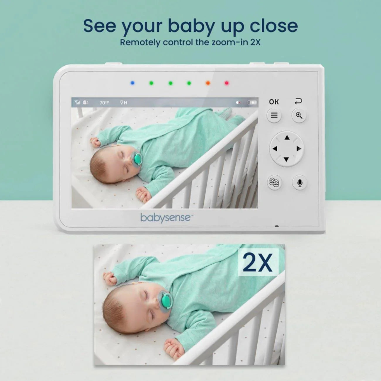 Moniteur vidéo pour bébé V43 - 2 caméras, sans Wi-Fi, écran partagé, veilleuse intégrée
