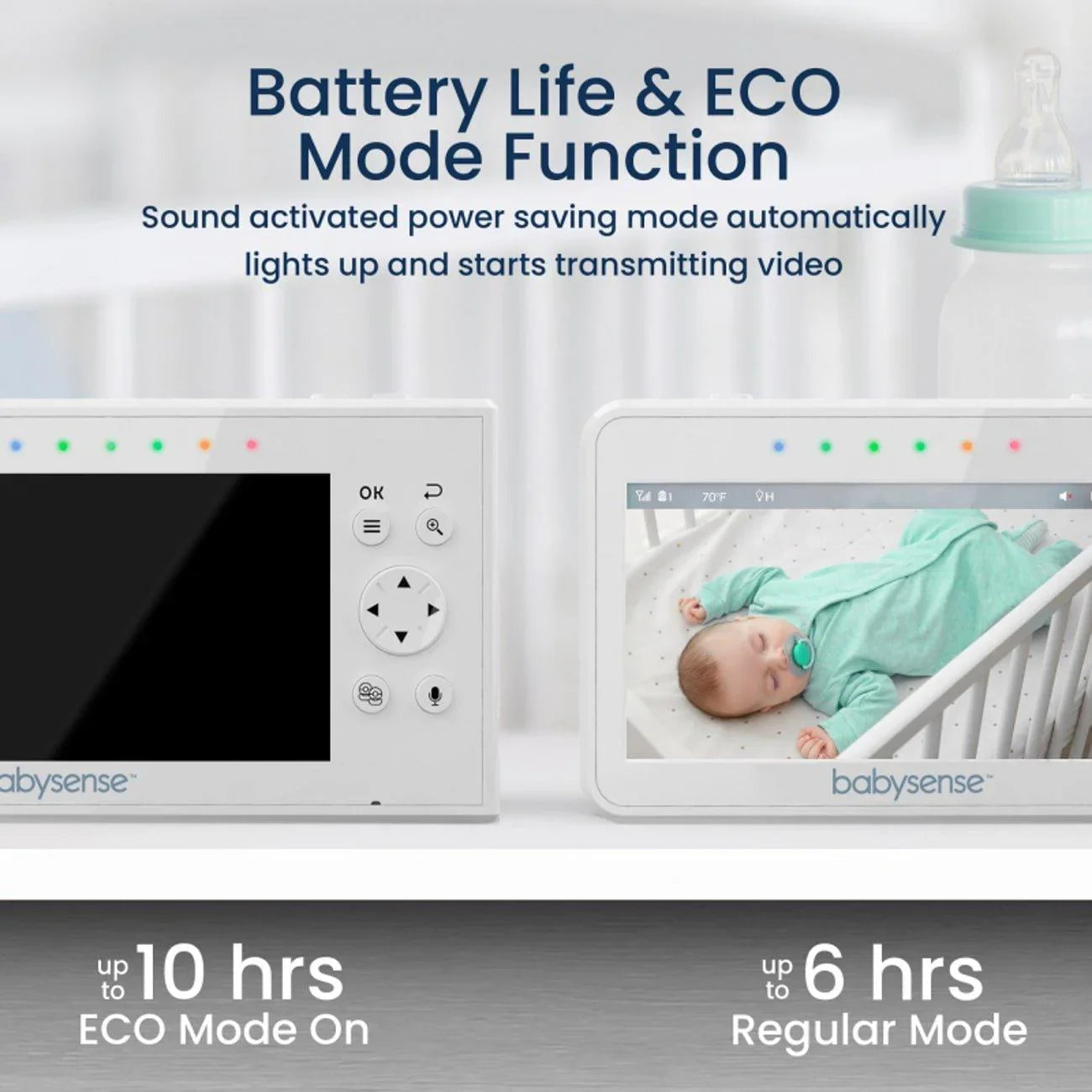 Moniteur vidéo pour bébé V43 - 2 caméras, sans Wi-Fi, écran partagé, veilleuse intégrée