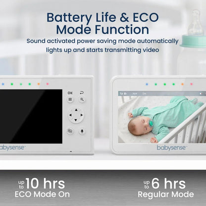 Moniteur vidéo pour bébé V43 - 2 caméras, sans Wi-Fi, écran partagé, veilleuse intégrée